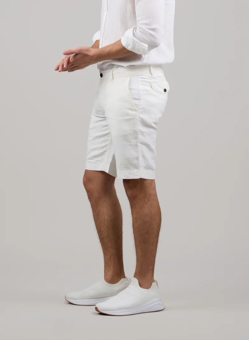 Just Nature White 100% Linen Classic Fit Resort Shorts for Men | Best Price UAE